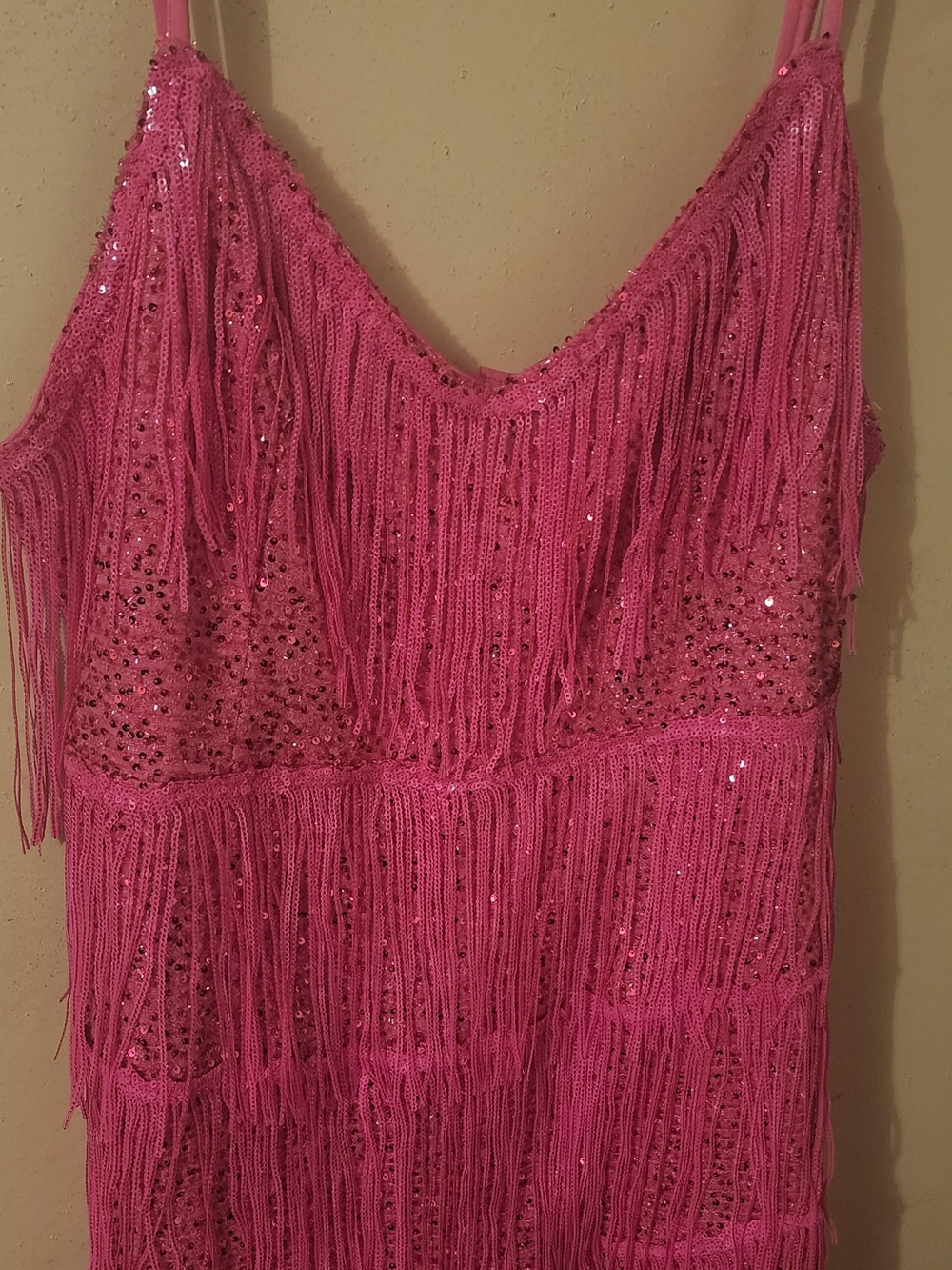 Hot Pink Sequin Fringe Party Romper Plus Size
